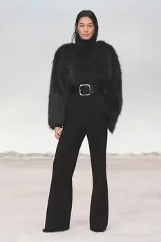 Толстовка из искусственного меха ZARA, зелёный мергель
