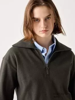 Толстовка из матового джерси на молнии наполовину Uniqlo, зеленый