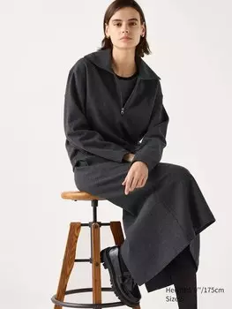 Толстовка из матового джерси на молнии наполовину Uniqlo, серый