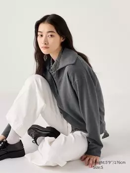 Толстовка из матового джерси на молнии наполовину Uniqlo, серый