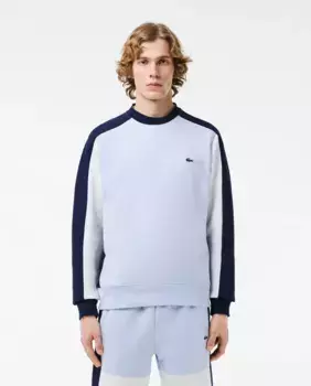 Толстовка из матового флиса с цветными блоками Lacoste, светло-голубой