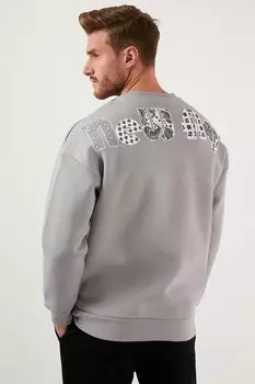 Толстовка из мягкого флиса оверсайз с хлопковым принтом 572LUCID Buratti, серый