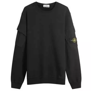 Толстовка из начесаного флиса с карманом-карго Stone Island, черный