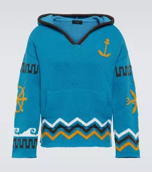 Толстовка из натуральной шерсти в морском стиле Alanui, синий