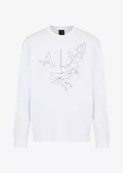 Толстовка из органического хлопка с круглым вырезом и логотипом в виде орла Armani Exchange, белый