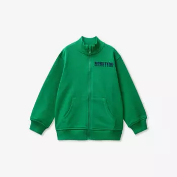 Толстовка из органического хлопка с логотипом и молнией 18 месяцев–6 лет Benetton, цвет benetton green