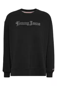 Толстовка из органического хлопка с принтом логотипа Tommy Jeans, черный