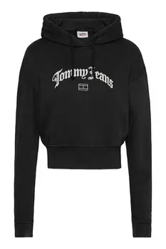 Толстовка из органического хлопка с вышитым логотипом Tommy Jeans, черный