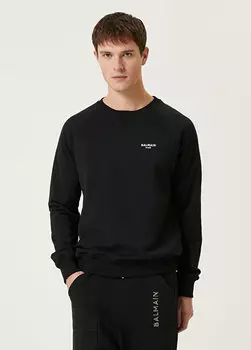 Толстовка из органического хлопка с вышивкой черного логотипа Balmain