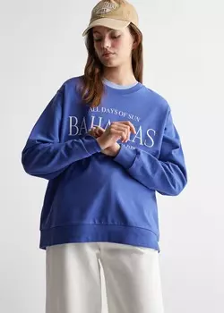 Толстовка из органического хлопка с вышивкой MANGO, синий
