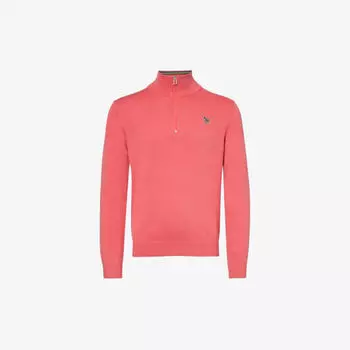 Толстовка из органического хлопка с вышивкой зебры и полумолнией Ps By Paul Smith, цвет bubblegum rasp