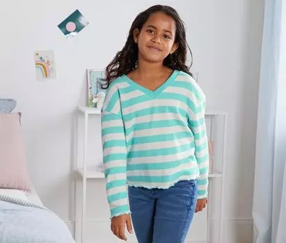 Толстовка из органического хлопка Tchibo, бирюзовые и белые полосы