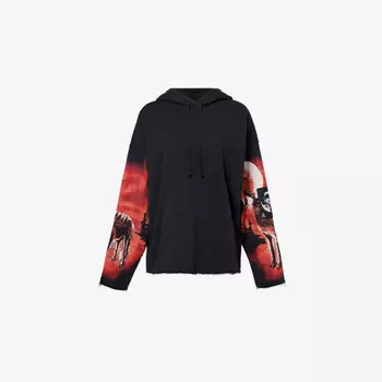 Толстовка из органического хлопкового трикотажа с затягивающимся капюшоном и вышитым логотипом Achilles Ion Gabriel, черный