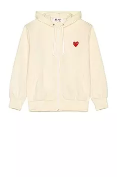 Толстовка из полиэстера на молнии с красной эмблемой Comme Des Garcons Play, цвет Ivory
