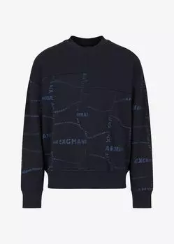 Толстовка из смесового хлопка и флиса с логотипом Armani Exchange, синий