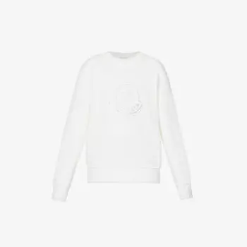Толстовка из смесового хлопка с фирменным декором и стразами Moncler, слоновая кость