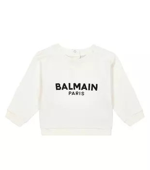 Толстовка из смесового хлопка с логотипом baby Balmain Kids, белый