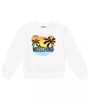 Толстовка из смесового хлопка с принтом Moschino, белый