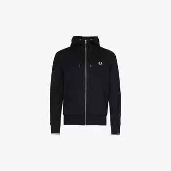 Толстовка из смесового хлопка с вышитым логотипом на молнии Fred Perry, черный