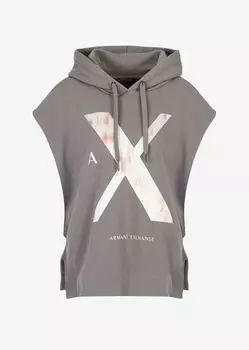 Толстовка из смесового органического хлопка с капюшоном и логотипом Armani Exchange, серый
