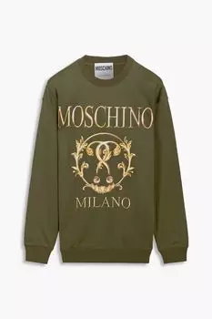 Толстовка из технического джерси с принтом MOSCHINO, зеленый