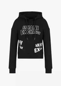 Толстовка из ткани френч терри из органического хлопка Armani Exchange, черный