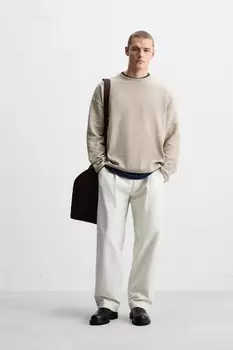 Толстовка из жаккардового узора с рефлективными деталями ZARA, бежевый
