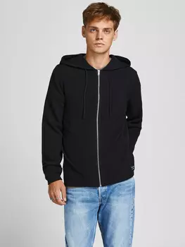 Толстовка Jack & Jones Basic Full Zip Hoodie Kapuzen Pullover Strick Sweatjacke JJEHILL, черный