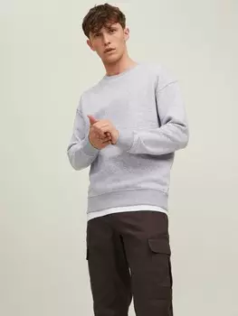 Толстовка Jack & Jones Basic Sweater Langarm Shirt Rundhals Pullover JJESTAR, серый