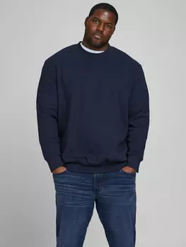 Толстовка Jack & Jones Basic Sweater Plus Size Pullover bergre JJEBASIC, темно-синий