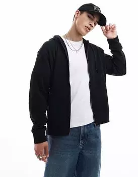 Толстовка Jack & Jones большого размера на молнии черного цвета