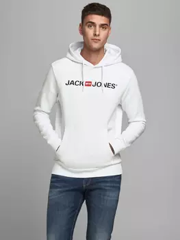 Толстовка Jack & Jones Corp Sweat Hood Kapuzen Jumper Reg Fit, белый