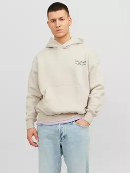 Толстовка Jack & Jones Design Hoodie Dropped Shoulder Sweater Pullover JORGRACIA, песочный