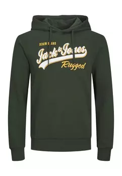 Толстовка Jack & Jones Hoodie 'Logo2 Col', темно-зеленый