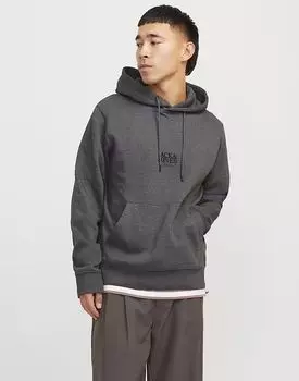 Толстовка Jack & Jones Hoodie темно-серого меланжевого цвета