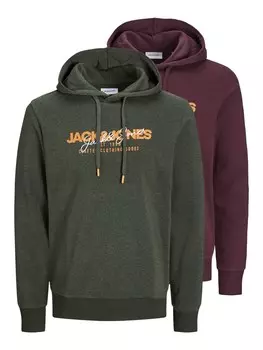 Толстовка JACK & JONES JJAlvis, цвет mottled green/Wine red