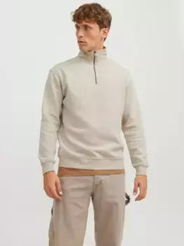 Толстовка Jack & Jones "JJEBRADLEY SWEAT HALF ZIP NOOS", с воротником стойкой, цвет Moonbeam