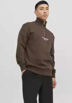 Толстовка Jack & Jones "JORVESTERBRO SWEAT QUARTER ZIP HN NOOS", коричневый