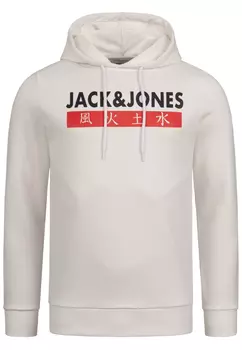 Толстовка Jack & Jones Kapuzenpullover Print ELEMENTS SWEAT HOOD, цвет Cloud Dancer