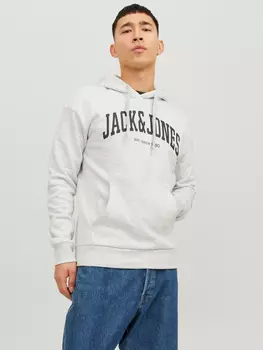 Толстовка Jack & Jones Logo Print Hoodie Kapuzen Pullover JJEJOSH, светло-серый