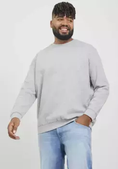 Толстовка Jack & Jones PlusSize "JJEBRADLEY SWEAT CREW NOOS PLS", серый