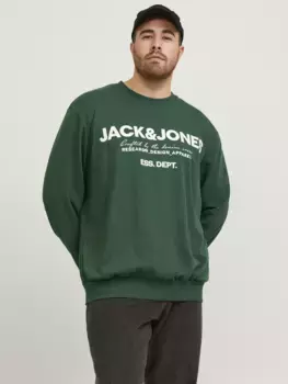 Толстовка Jack & Jones PlusSize "JJGALE SWEAT O-NECK PLS", зеленый
