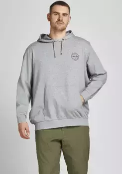 Толстовка Jack & Jones PlusSize с капюшоном "GORDON SHARK SWEAT HOOD", размер до 6XL, цвет Hellgrau-Meliert