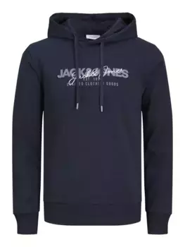 Толстовка Jack & Jones PlusSize с капюшоном "JJALVIS SWEAT HOOD PLS", синий