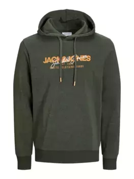 Толстовка Jack & Jones PlusSize с капюшоном "JJALVIS SWEAT HOOD PLS", зеленый