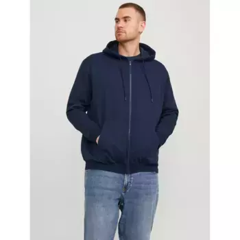 Толстовка Jack & Jones PlusSize с капюшоном "JJEBRADLEY SWEAT ZIP HOOD NOOS PLS", синий