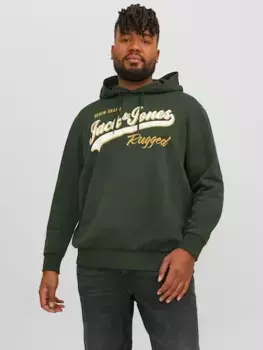 Толстовка Jack & Jones PlusSize с капюшоном "JJELOGO SWEAT HOOD 2 COL 23/24 NOOS PLS", цвет Mountain View