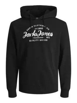 Толстовка Jack & Jones PlusSize с капюшоном "JJFOREST SWEAT HOOD PLS", черный