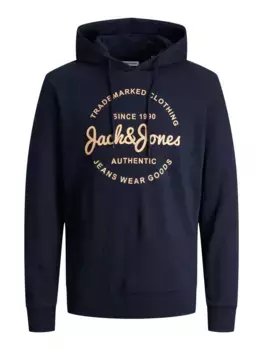 Толстовка Jack & Jones PlusSize с капюшоном "JJFOREST SWEAT HOOD PLS", синий