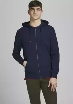 Толстовка Jack & Jones с капюшоном "BASIC SWEAT ZIP HOOD", цвет морской волны